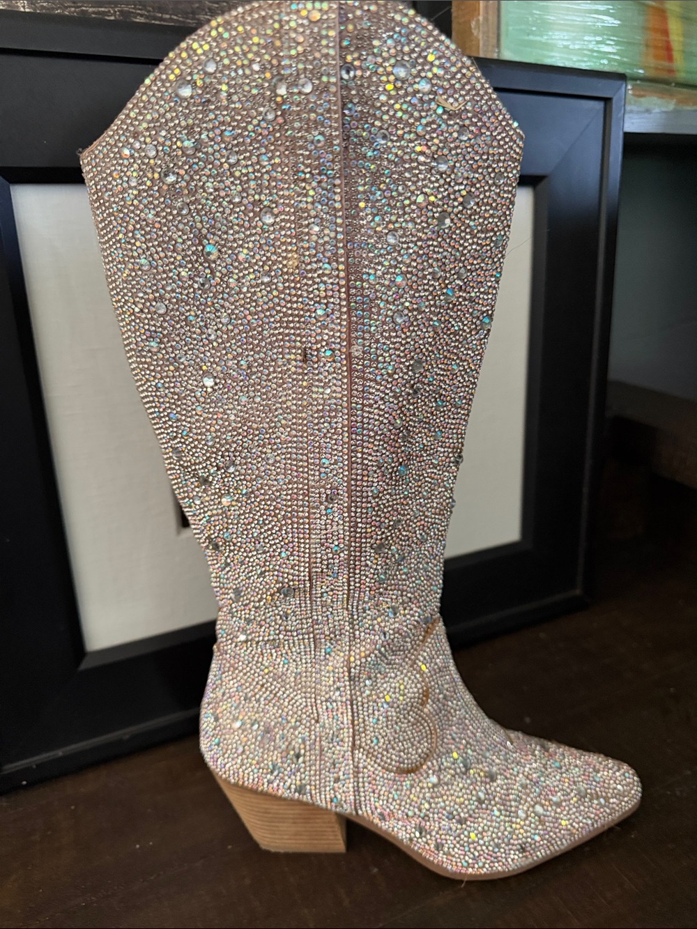 Matisse Iridescent Crystal-Embellished Pink Over-the-Knee Boot